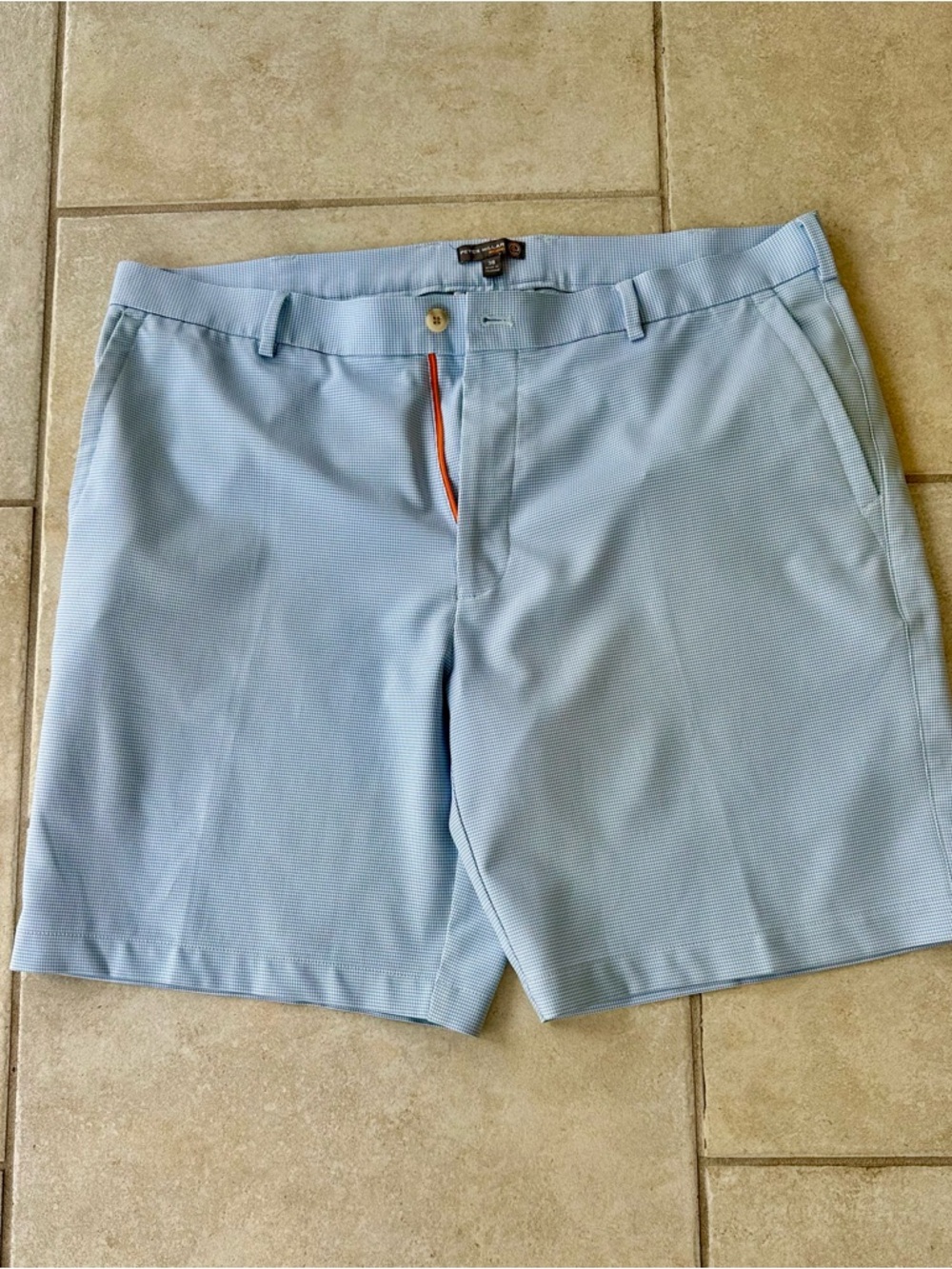Peter Millar Light Blue Houndstooth Golf Performance Shorts - 8.5 inch inseam